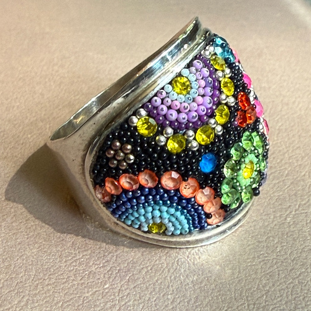 Colorful Sparkling Mosaico Crystal Ring Sterling Silver NWOT - Picture 9 of 10